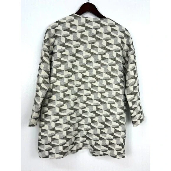 FRNCH Womens Open Jacket Metallic Ivory Silver Gold Medium Large Anthropologie - Picture 4 of 12